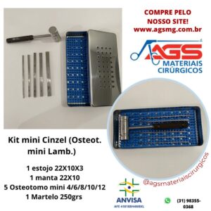 KIT MINI CINZEL (OSTEOTOMO MINI LAMBOTTE RETO , COM MARTELO 250grs)